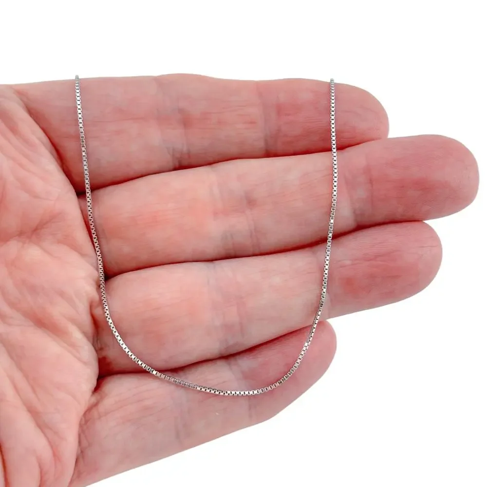 Vintage Italy Sterling Silver 925 Box Chain Necklace 18